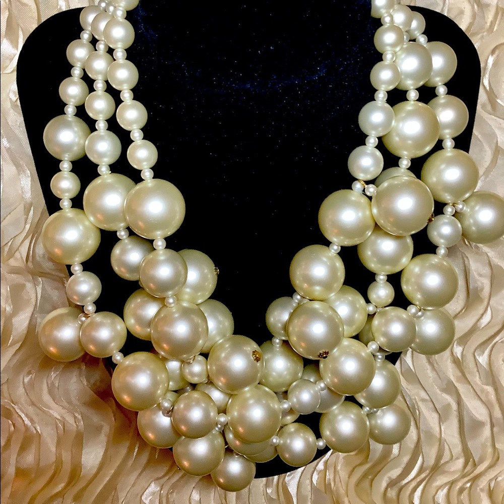 Kenneth J. Lane KJL 3 Strand Faux Pearl Necklace